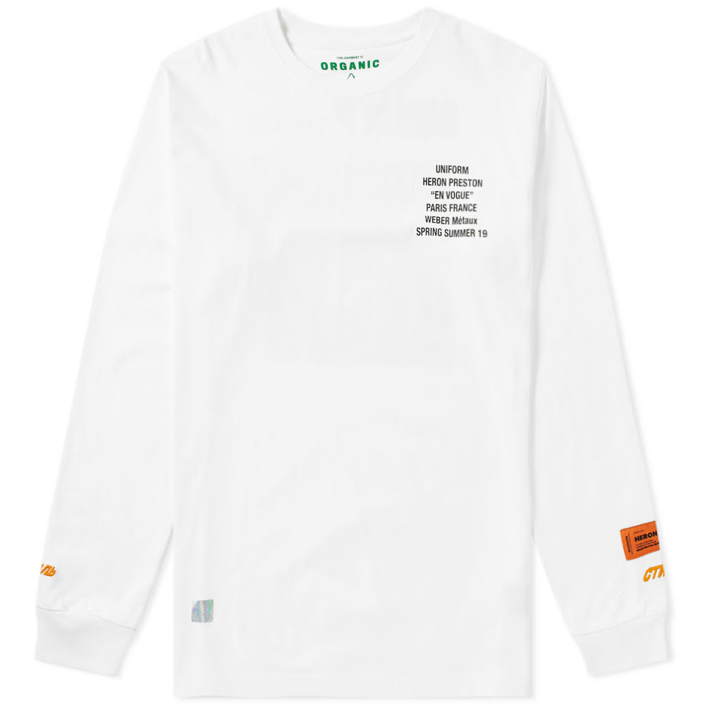 Heron Preston Long Sleeve Metal Worker Tee White Heron Preston