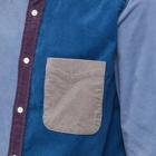 Beams Plus Men's Button Down Corduroy Panel Shirt in Grey