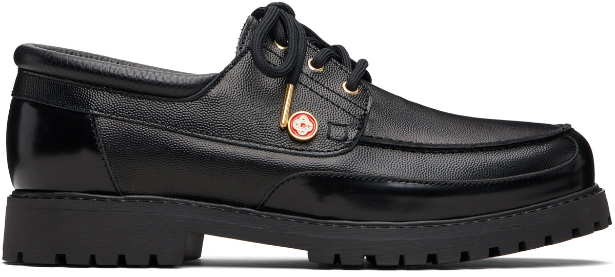 Casablanca Black Leather Boat Shoes