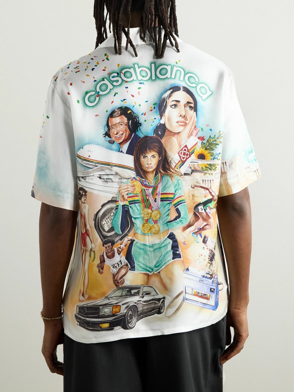 Casablanca - Convertible-Collar Printed Silk-Twill Shirt - White Casablanca