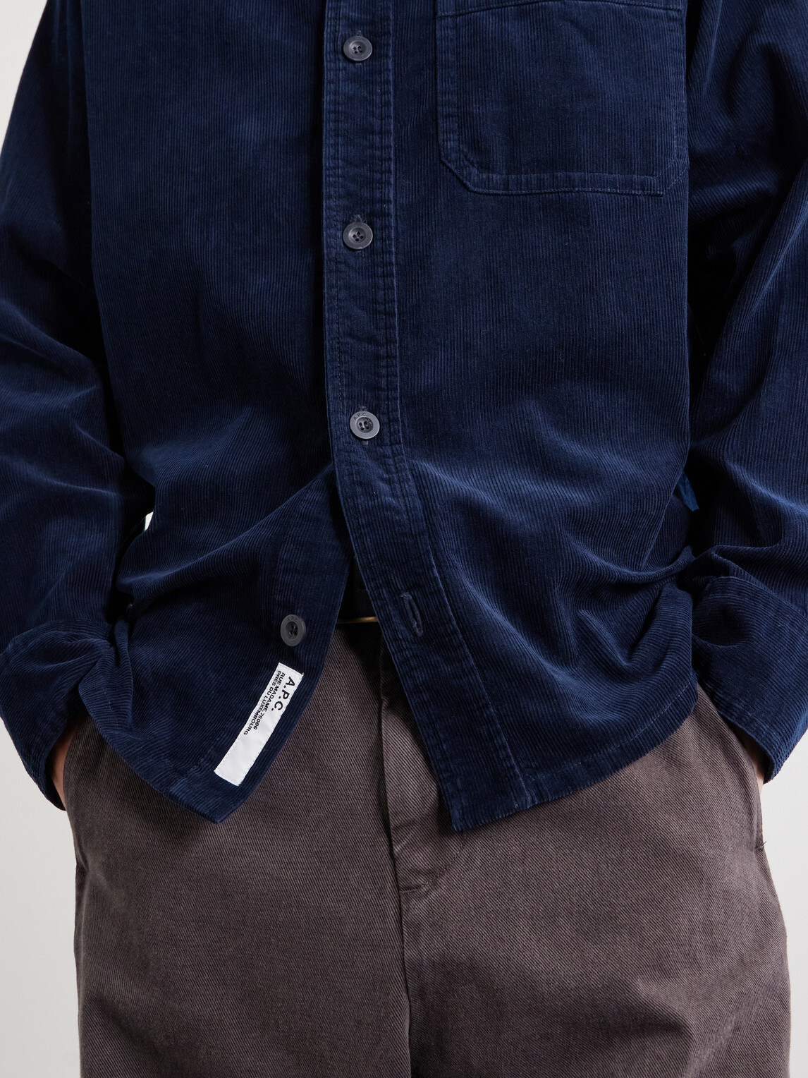 A.P.C. - Basile Logo-Embroidered Cotton-Corduroy Shirt - Blue