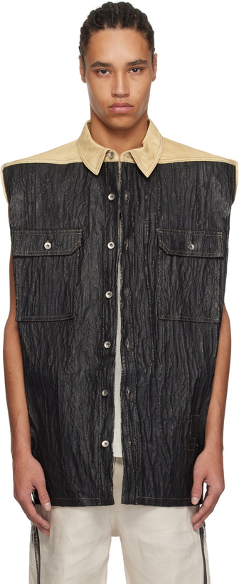 Photo: Rick Owens DRKSHDW Black & Beige Hollywood Tommy Jumbo Denim Vest