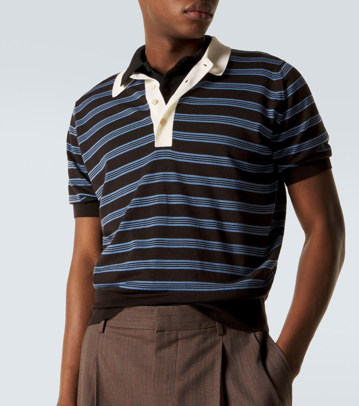 Wales Bonner Breeze striped wool polo sweater