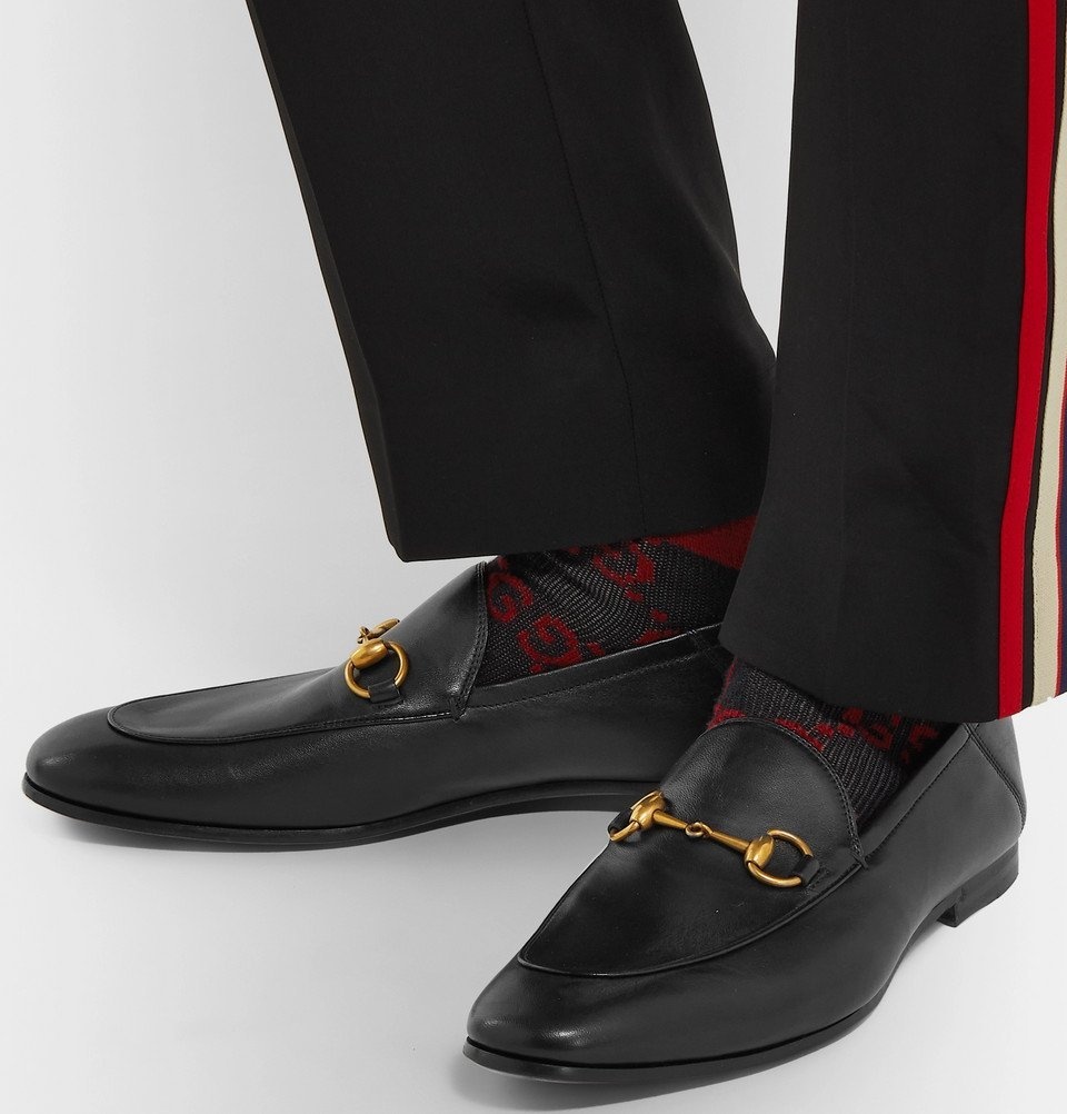 Gucci - Men - Brixton Webbing-Trimmed Horsebit Collapsible-Heel Leather Loafers Black