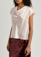 Vince Draped Silk-satin top Light Pink
