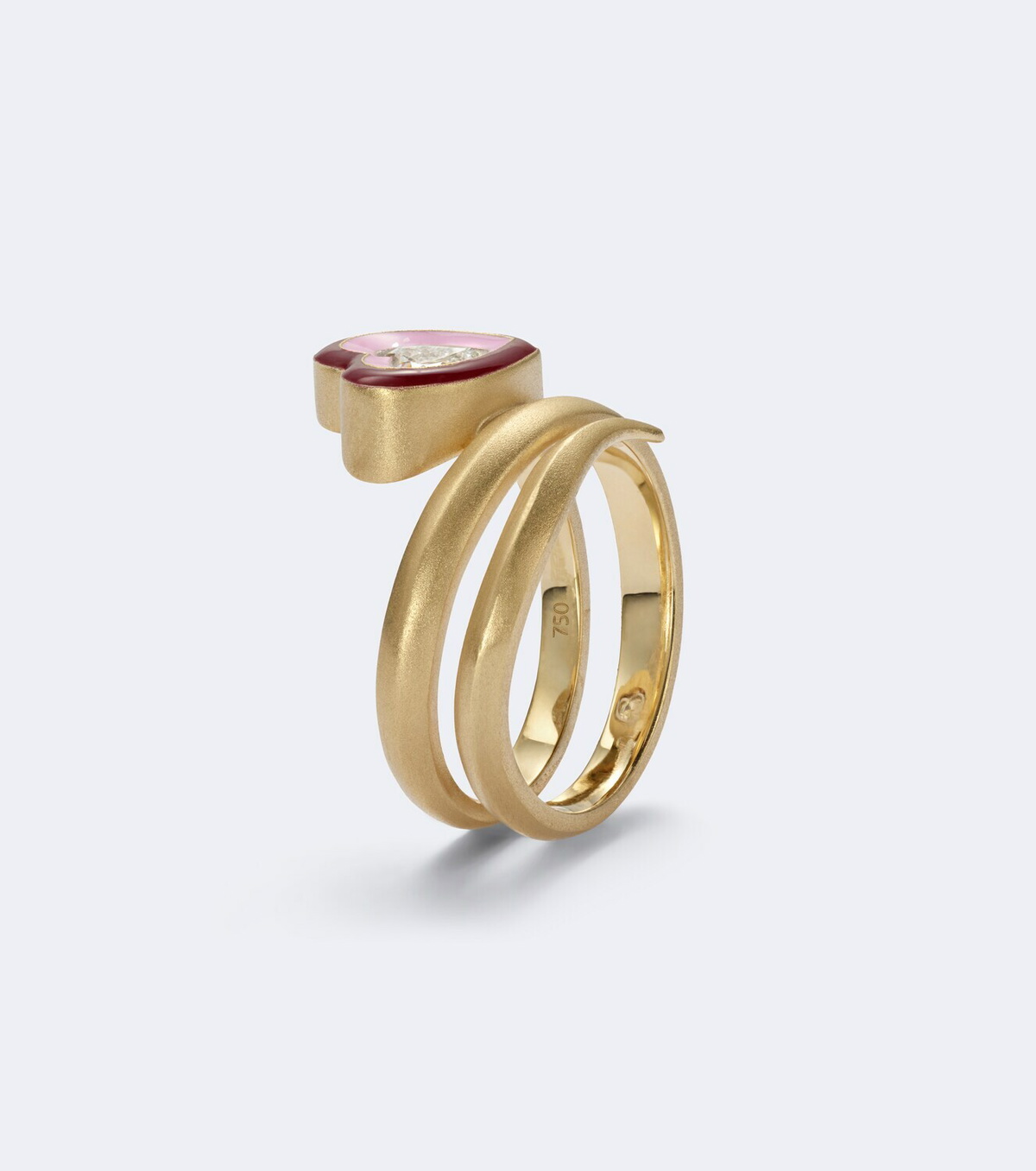Kamyen Love Loop 18kt gold and enamel ring with diamond
