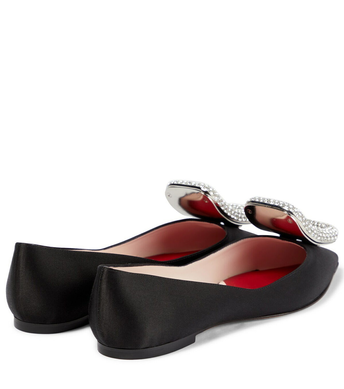 ROGER VIVIER 25S GRETE BALLET FLATS IN BLACK SILK WITH EMBELLISHED CRYSTALS main image 1