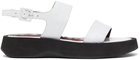 Staud White Croc Nicky Sandals