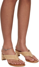 BY FAR Tan Dasha Raffia Heeled Sandals