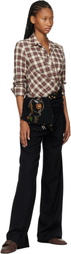 Dries Van Noten Off-White & Red Fitted Flannel Wrap Shirt