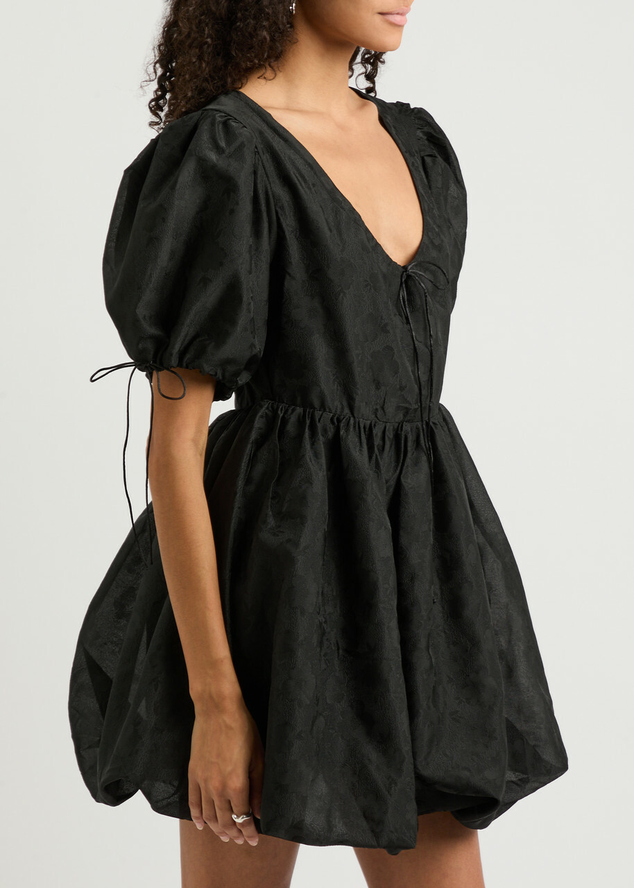 【英国発Sister Jane】Coco floral-jacquard organza mini dress Sister Jane Coco Floral-jacquard Organza Mini Dress Black
