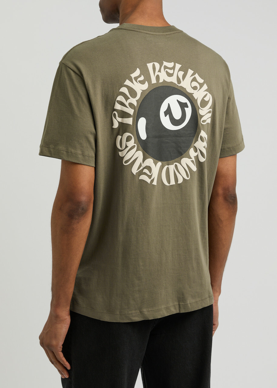 True Religion Puff Ball Logo Cotton T-shirt Khaki