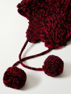 BODE - Pompom-Detailed Crocheted Merino Wool Hat - Red