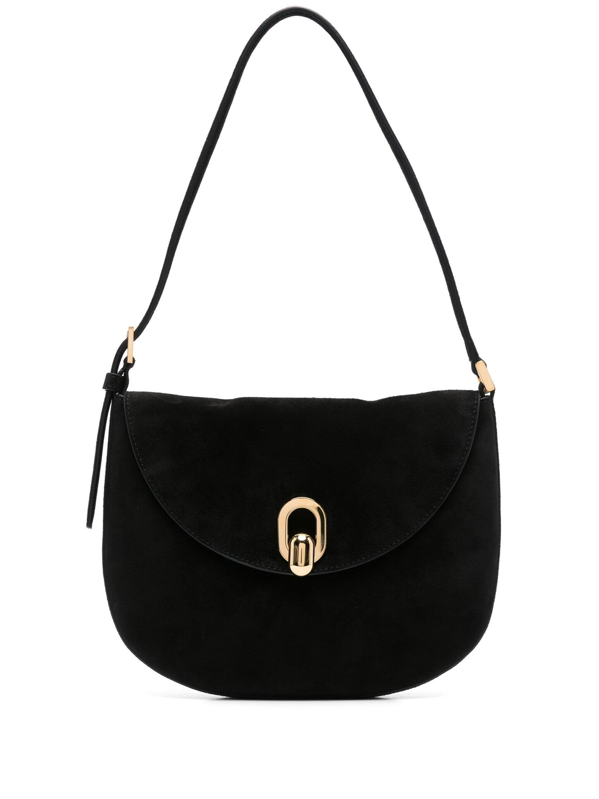 Savette Small Tondo Hobo In Suede Bag in Black