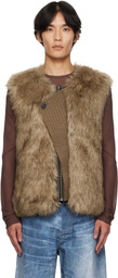 Andersson Bell Brown Curved Placket Reversible Faux-Leather & Faux-Fur Vest