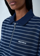 Miu Miu Striped ZIp-Up Polo Shirt