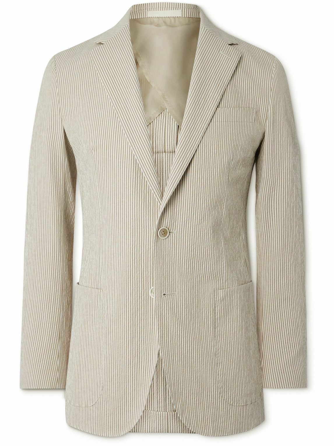 Kingsman - Striped Cotton-Blend Seersucker Blazer - White