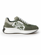Alexander McQueen - Sprint Runner Exaggerated-Sole Appliquéd Satin, Leather and Suede Sneakers - Green