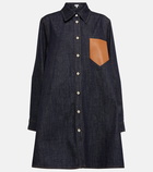Loewe - Leather-trimmed denim overshirt