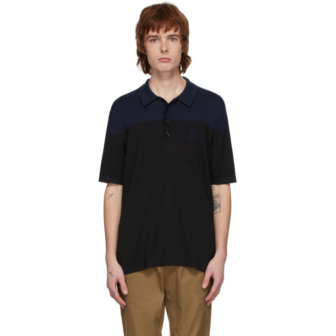 Photo: Burberry Black and Navy Silk Cashmere Brayton Polo