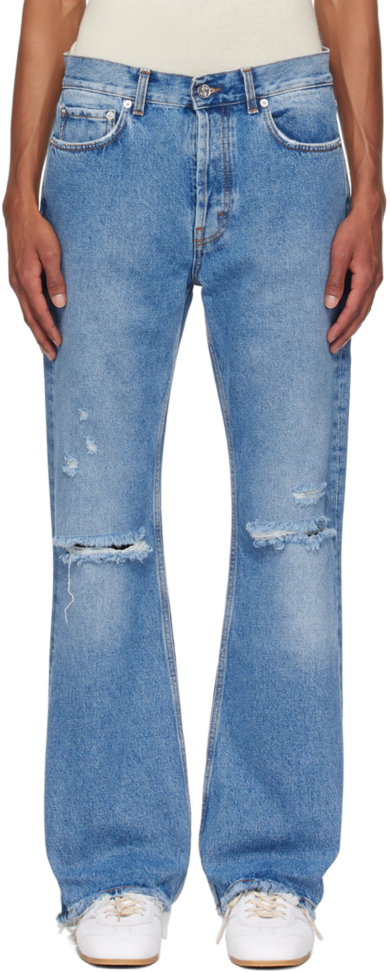 Sefr RIDER CUT JEANS GENESIS APPLIQUÉ Séfr - Rider Cut Flocked Flare Jeans in Genesis Applique at