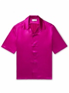 SAINT LAURENT - Convertible-Collar Silk-Satin Shirt - Pink