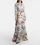 Gucci Floral belted silk twill gown