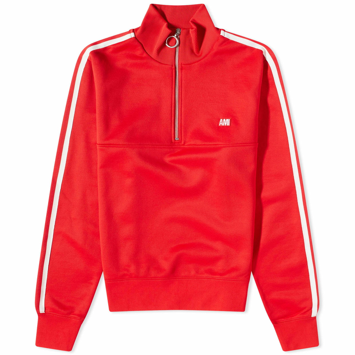 AMI Men's Track Quarter Zip in Scarlet Red AMI