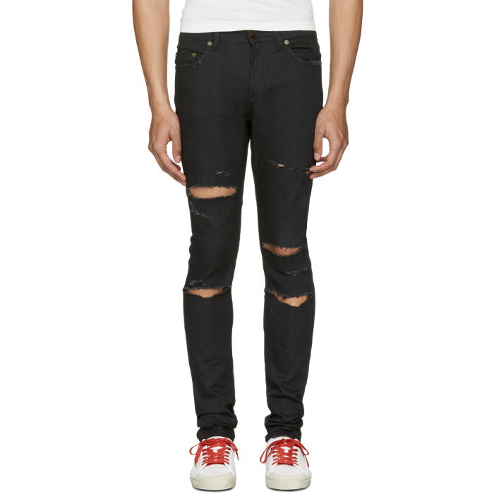 Photo: Saint Laurent Black Original Low Waisted Skinny Jeans