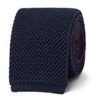 Brioni - 6mm Reversible Knitted Silk Tie - Blue