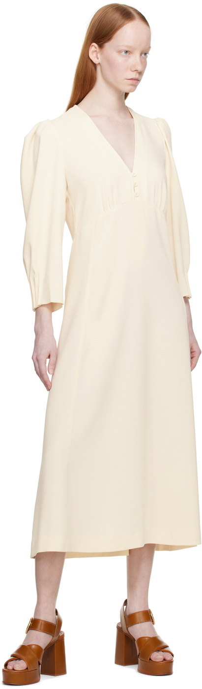 See by Chloé Off-White V-Neck Midi Dress