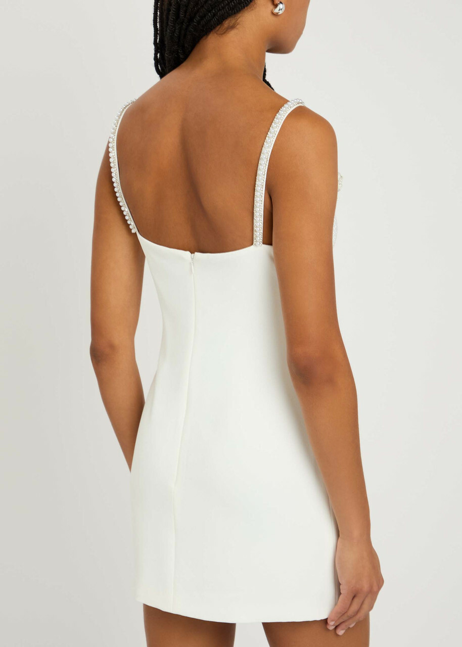 Self-portrait Pearl Embellished Crepe Mini Dress White