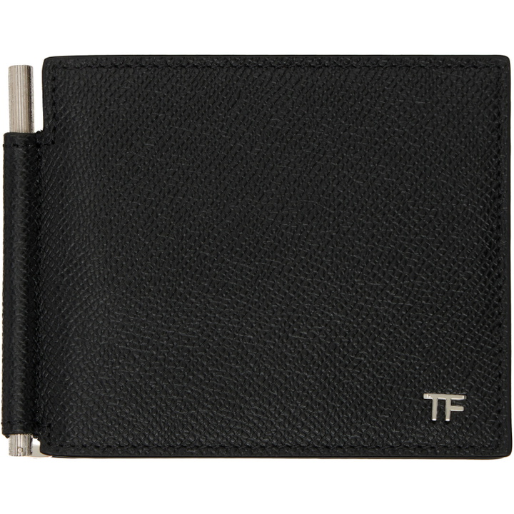 Photo: TOM FORD Black Small Grain Leather Money Clip Wallet