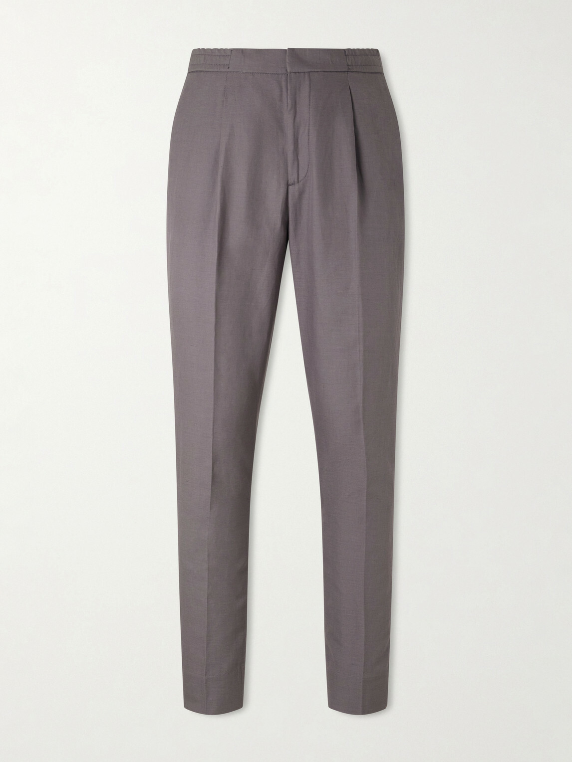 Officine Générale - Drew Tapered Pleated Lyocell, Linen and Cotton-Blend Trousers - Gray
