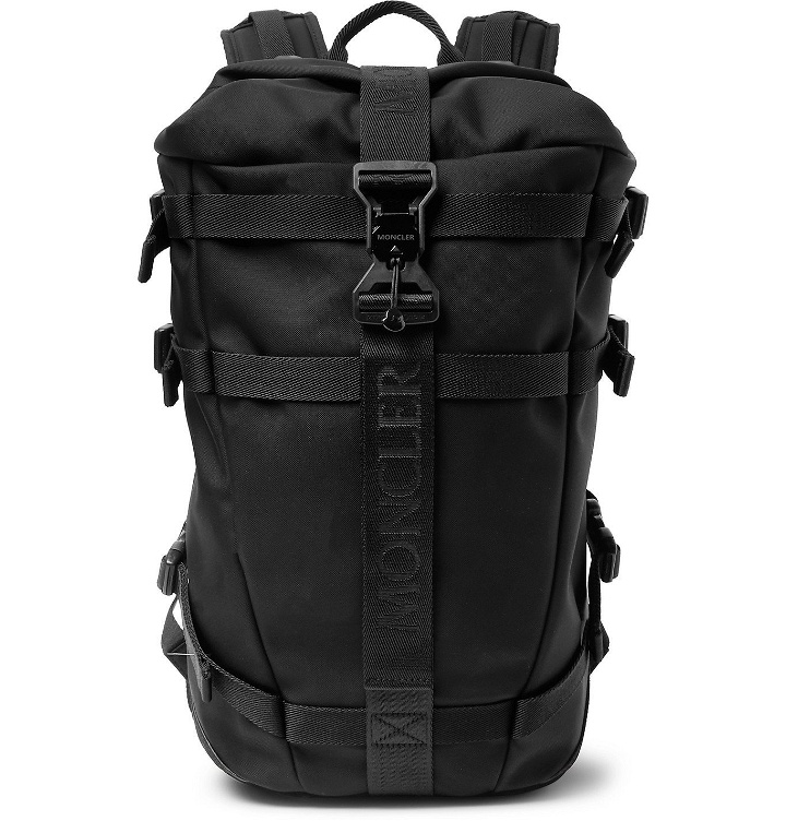 Photo: Moncler - Argens Webbing and Suede-Trimmed Ripstop Backpack - Black