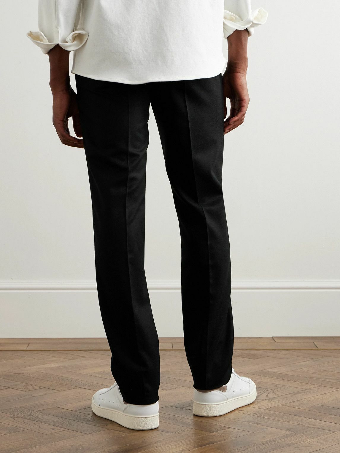 Agnona - Slim-Fit Wool and Cashmere-Blend Flannel Trousers - Black