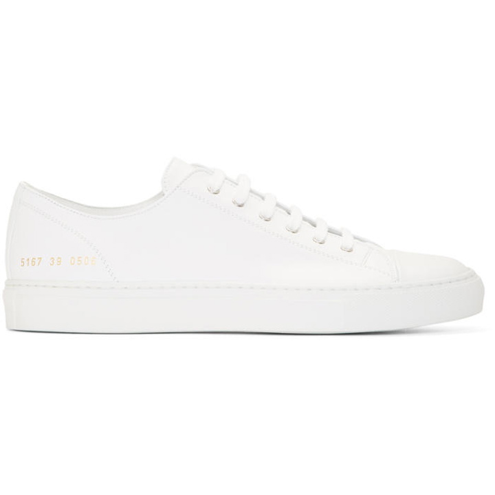 Photo: Common Projects White Tournament Low Cap Toe Sneakers 