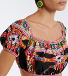 Dolce&Gabbana Printed off-shoulder cotton crop top