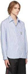 Gucci Blue & Beige Striped Cat Patch Boxy Shirt