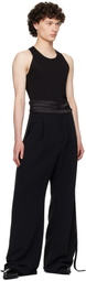 AARON ESH Black Waistbandless Wide Crêpe Trousers