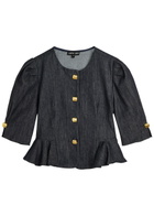 Sister Jane Curio Peplum Stretch-denim Blouse