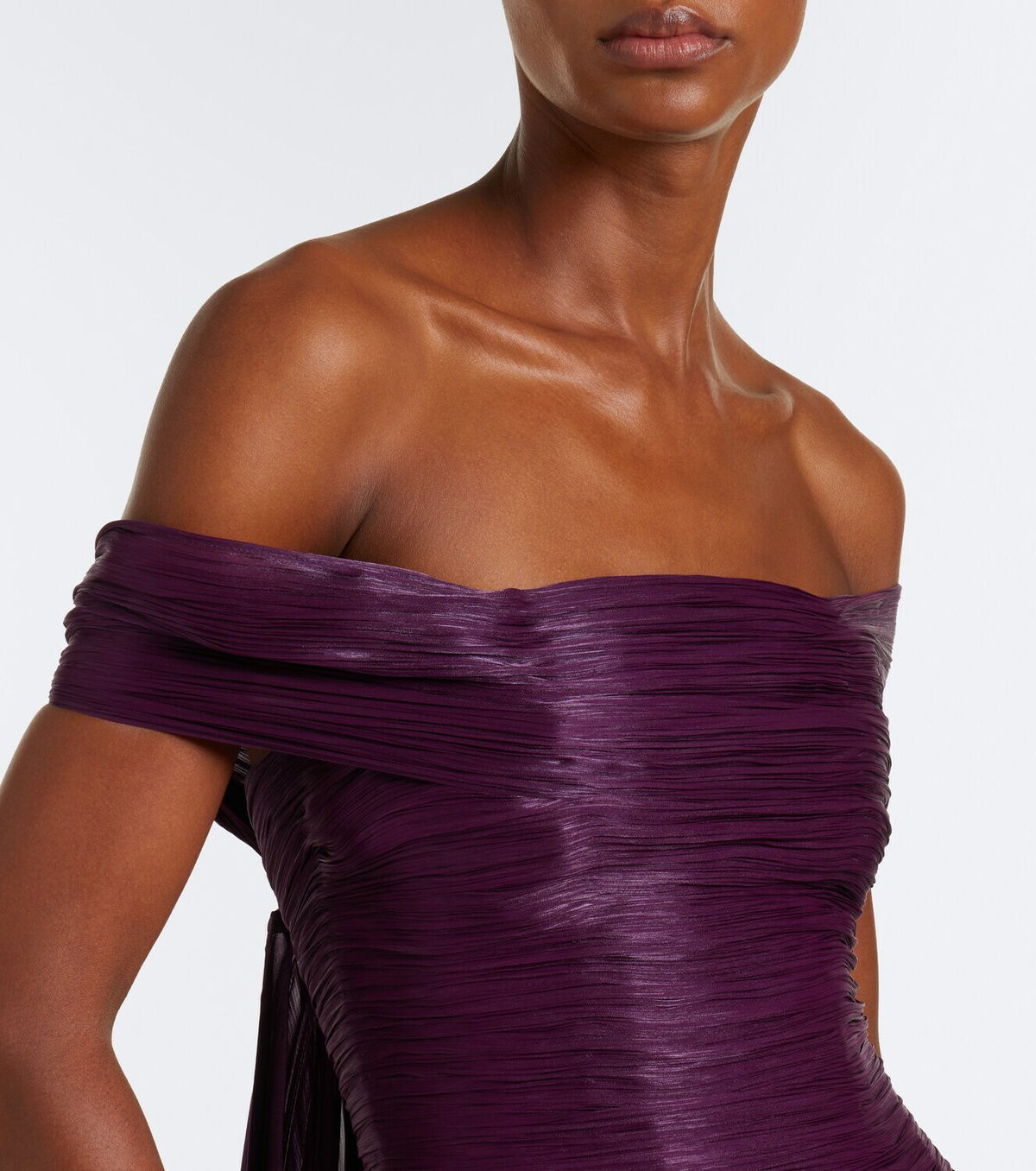 Marmar Halim Pleated off-shoulder bustier gown