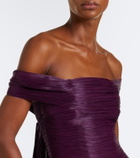 Marmar Halim Pleated off-shoulder bustier gown