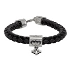 Marcelo Burlon County of Milan Black and Grey Braided Leather Cross Bracelet