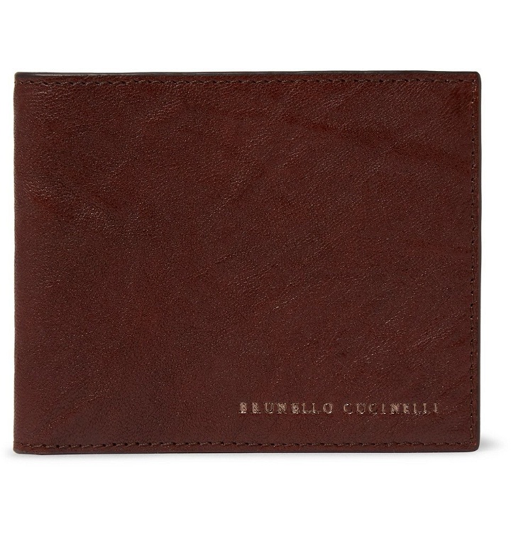 Photo: Brunello Cucinelli - Creased-Leather Billfold Wallet - Men - Brown