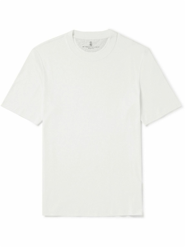 Photo: Brunello Cucinelli - Cotton and Silk-Blend Jersey T-Shirt - White