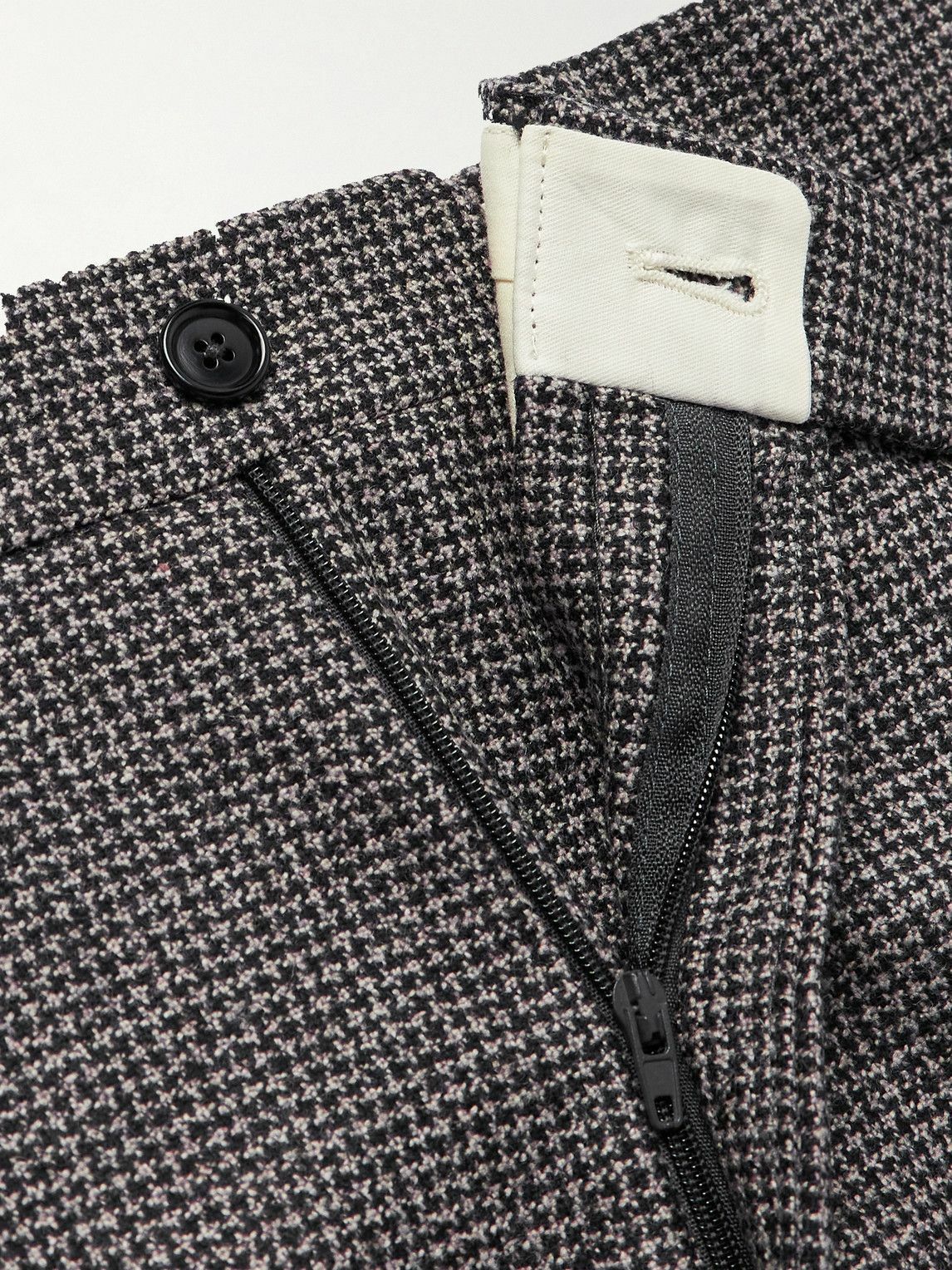De Petrillo - Slim-Fit Pleated Houndstooth Virgin Wool Trousers - Gray