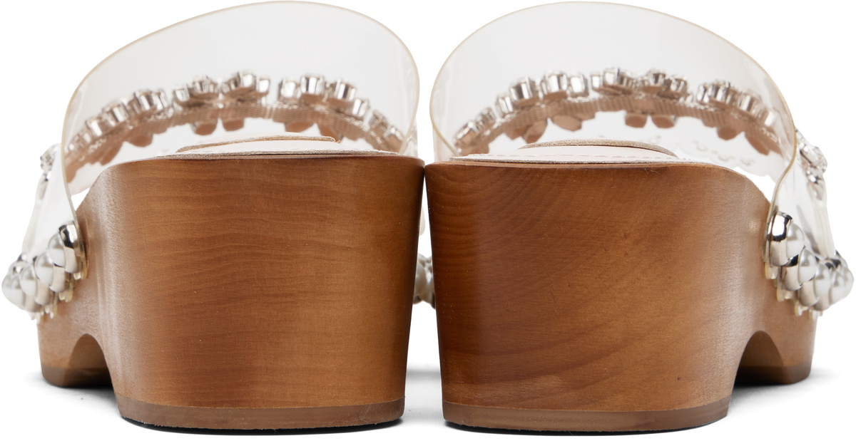 Simone Rocha Transparent Embellished Scalloped Wooden Heeled Sandals