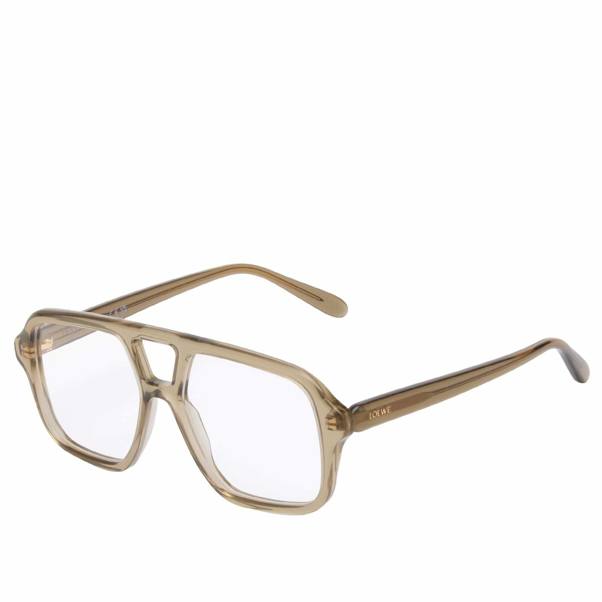 Loewe Eyewear Slim Pilot Optical Glasses in Shiny Opaline Khaki 