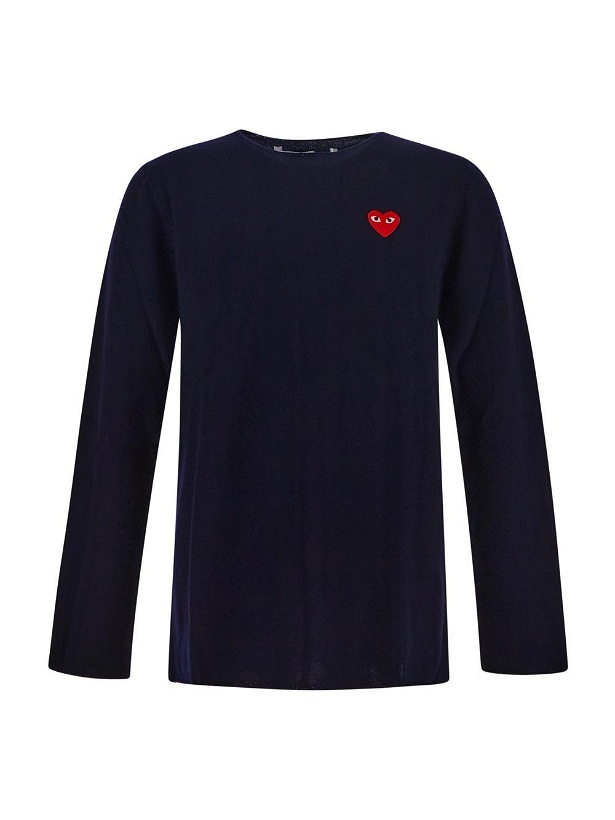 Photo: Comme Des Garçons Play Embroidered Heart Knit Sweater